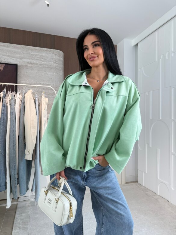 Bomberka Saite zamszowa pistacjowa