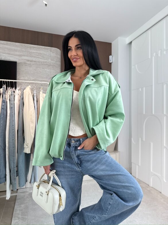 Bomberka Saite zamszowa pistacjowa