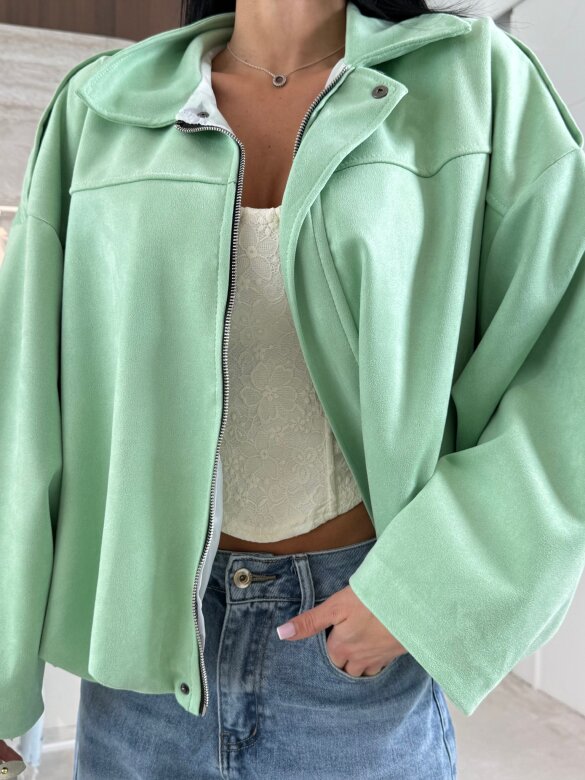 Bomberka Saite zamszowa pistacjowa