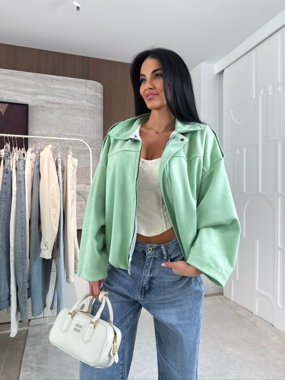 Bomberka Saite zamszowa pistacjowa