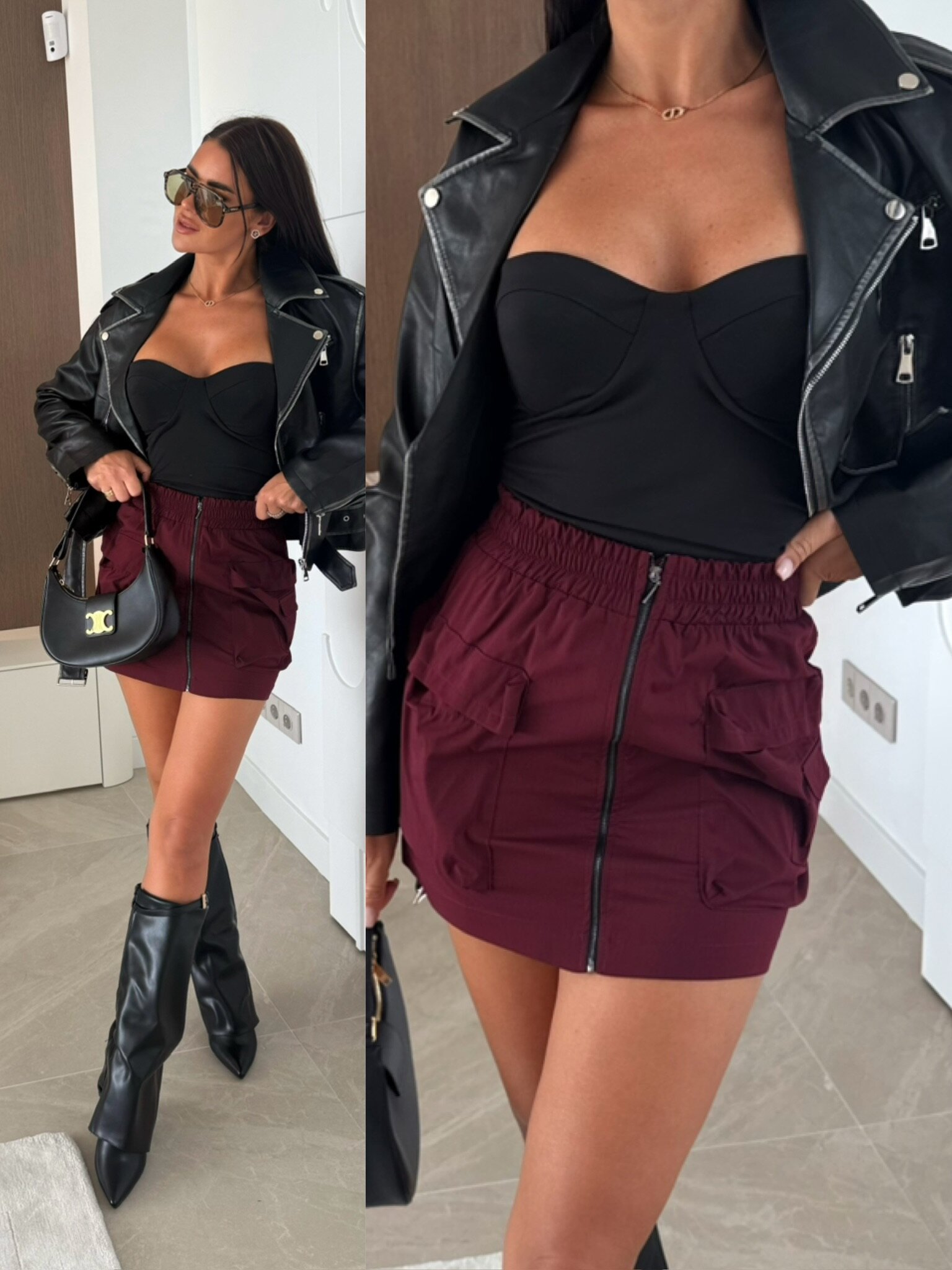 Spódniczka Beatriz mini bordowa