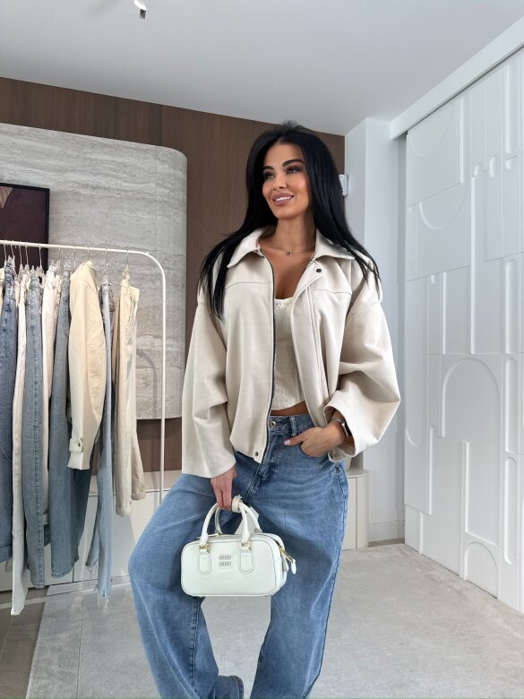 Bomberka Saite zamszowa jasnobeżowa