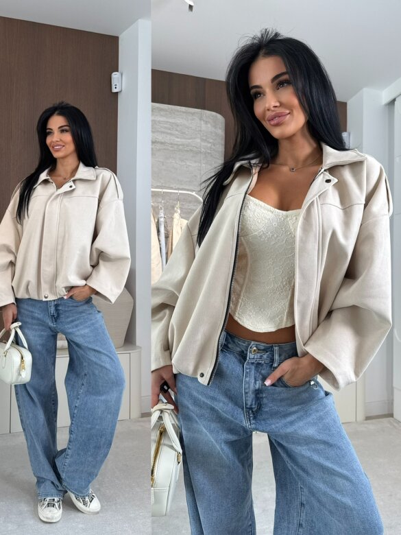 Bomberka Saite zamszowa jasnobeżowa