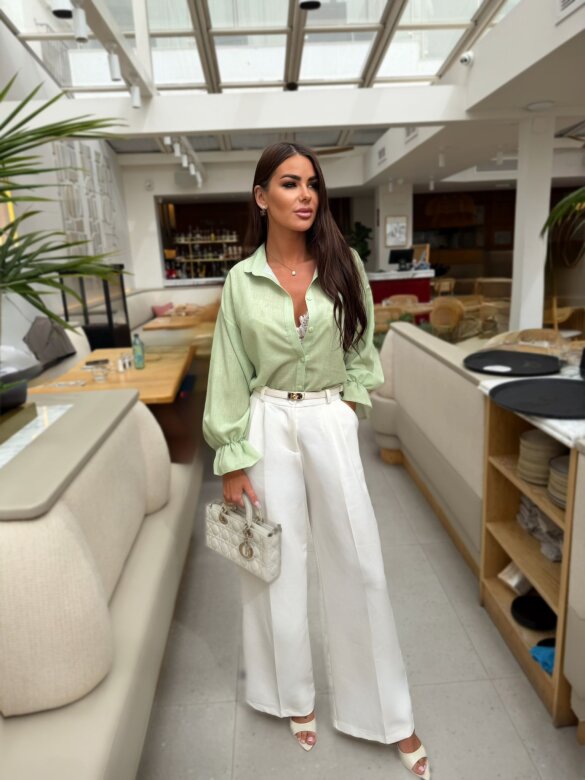 Shirt Ventaro 100% linen pistachio