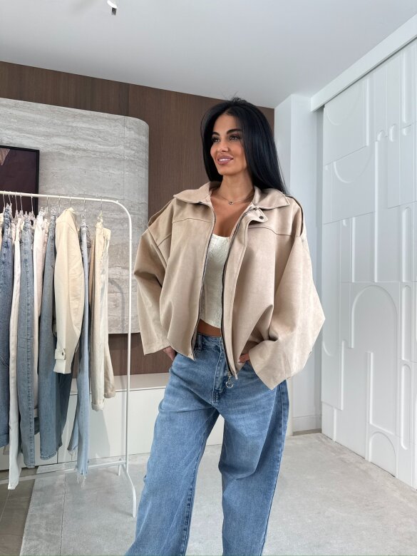 Bomberka Saite zamszowa beżowa