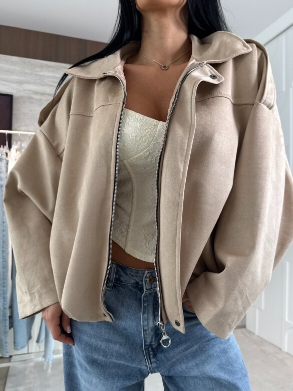 Bomberka Saite zamszowa beżowa