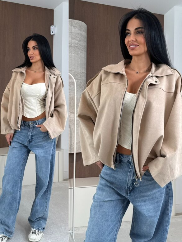 Bomberka Saite zamszowa beżowa