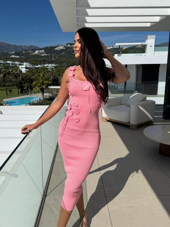 Sukienka Oslo prążkowana różowa 