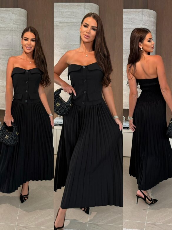 Sukienka Carenza midi plisowana czarna 