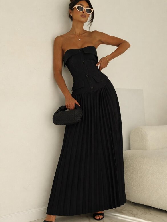 Sukienka Carenza midi plisowana czarna 