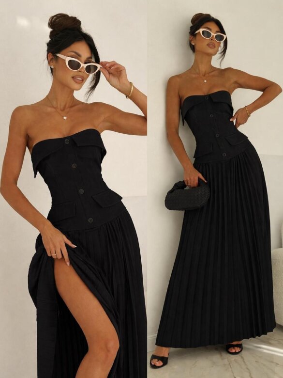 Sukienka Carenza midi plisowana czarna 