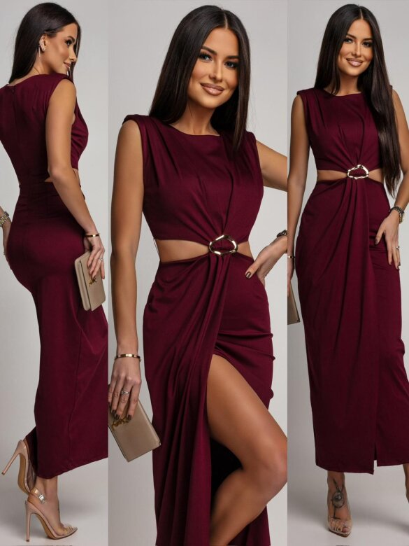 Sukienka Bravini maxi bordowa 