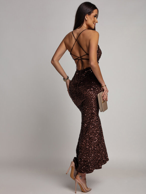 Sukienka Serenzo maxi brązowa