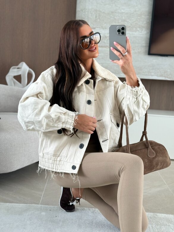 Kurtka Sylvie jeans jasnobeżowa