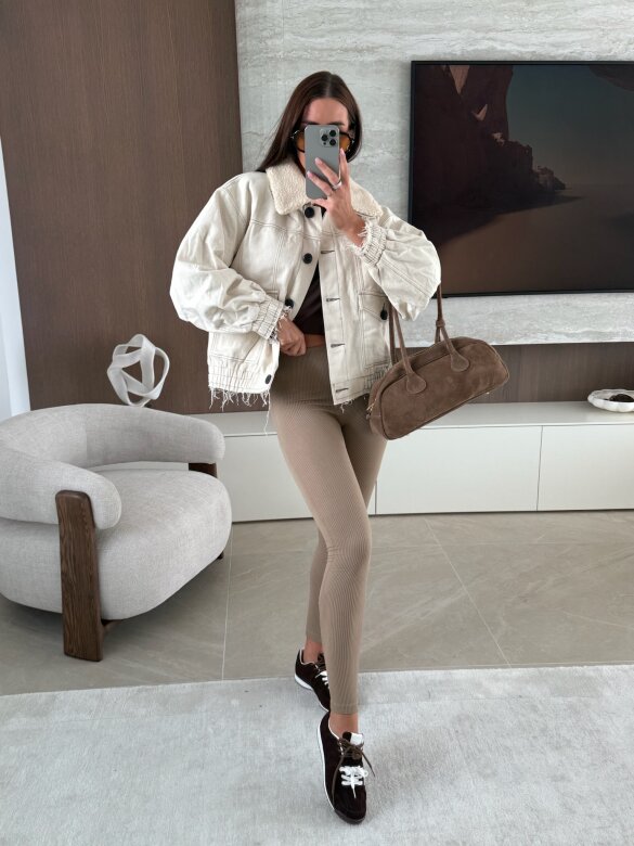 Kurtka Sylvie jeans jasnobeżowa