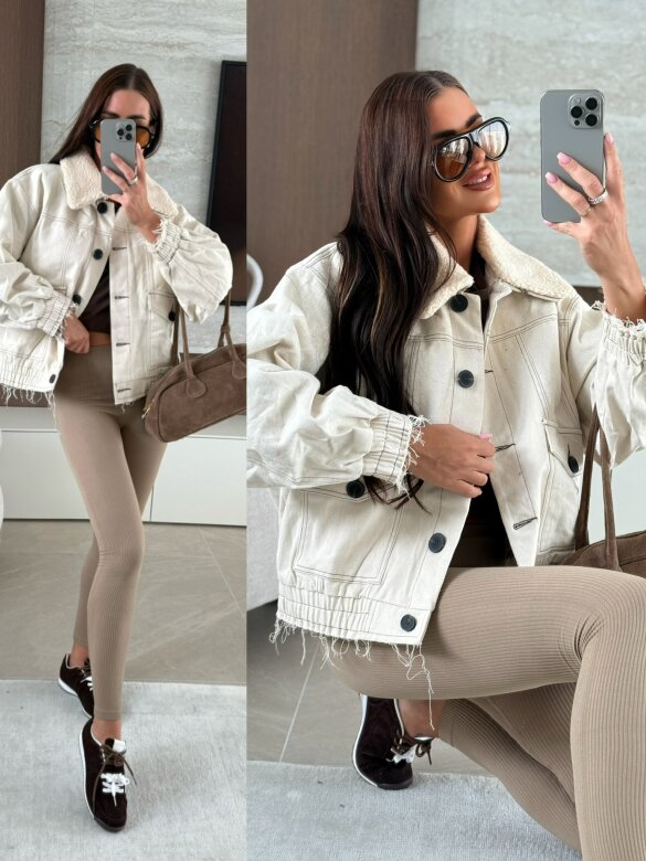 Kurtka Sylvie jeans jasnobeżowa