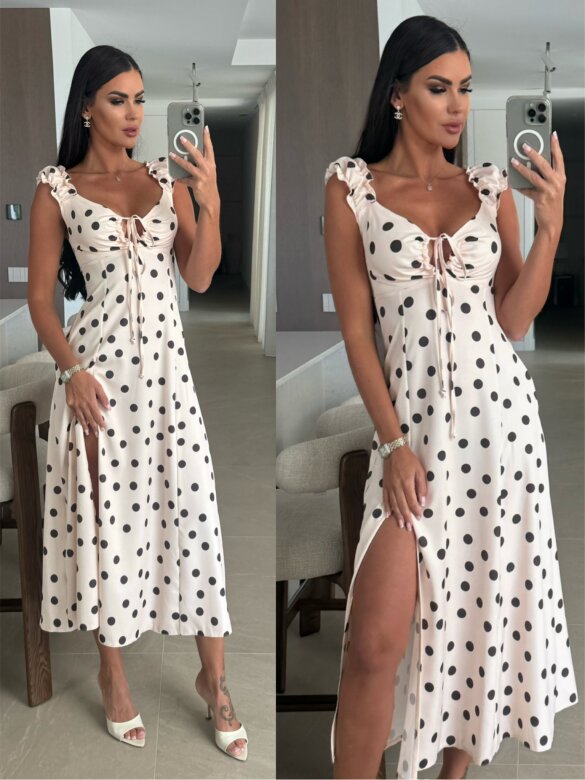 Dress Femme Essence dots with viscose creamy
