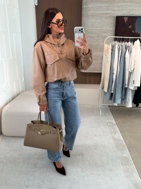 Kurtka Selina eko skóra karmelowa