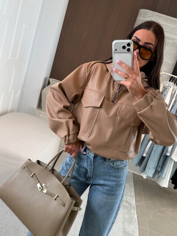 Kurtka Selina eko skóra karmelowa