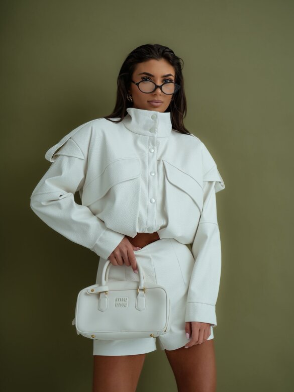 Spodenki Sandre eko skóra ecru 