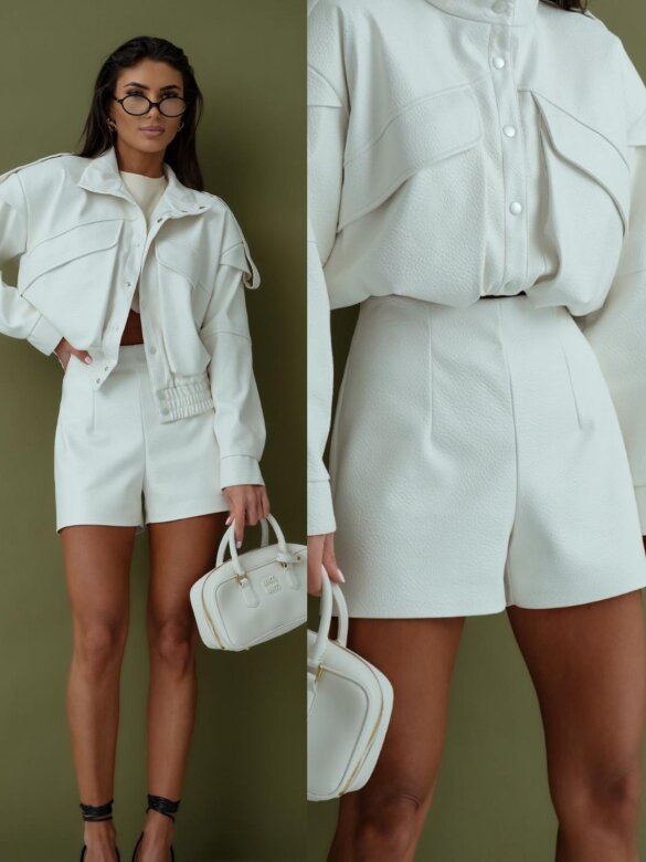 Spodenki Sandre eko skóra ecru 