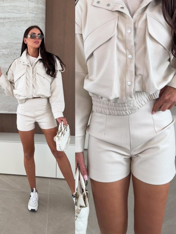 Spodenki Sandre eko skóra jasnobeżowe 