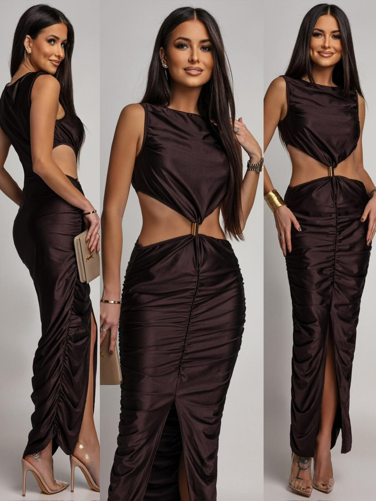 Sukienka Tessaro maxi czekoladowa 