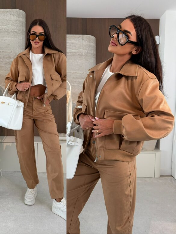 Kurtka Latifa zamszowa karmelowa