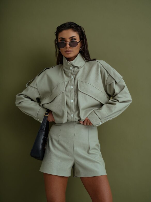 Spodenki Sandre eko skóra matcha 