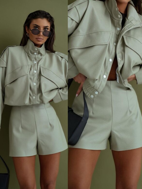 Spodenki Sandre eko skóra matcha 