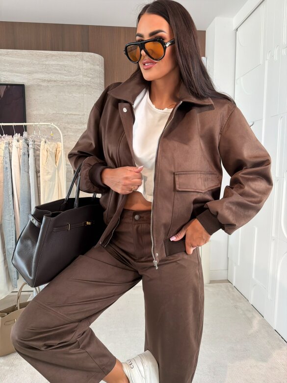 Spodnie Latifa zamszowe czekoladowe