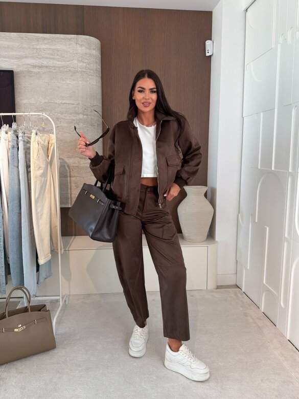 Spodnie Latifa zamszowe czekoladowe