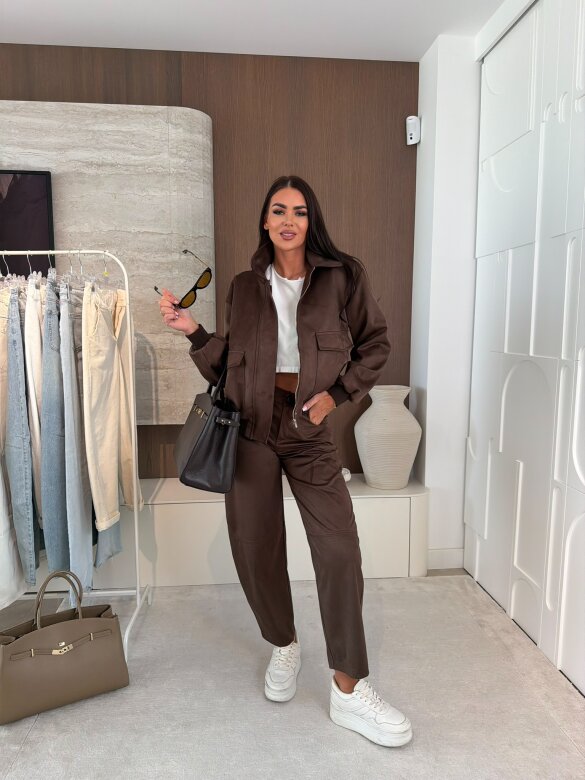 Spodnie Latifa zamszowe czekoladowe