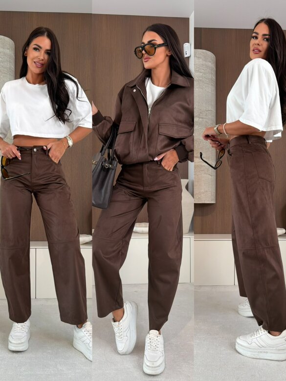 Spodnie Latifa zamszowe czekoladowe