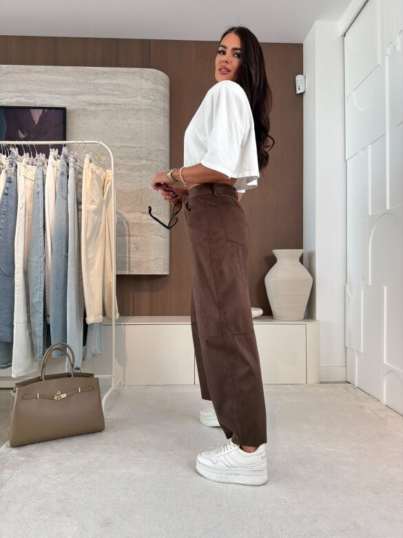 Spodnie Latifa zamszowe czekoladowe