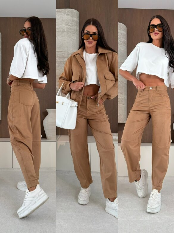 Spodnie Latifa zamszowe karmelowe