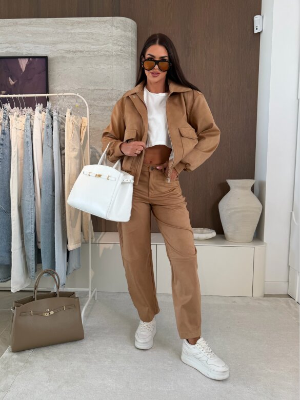 Spodnie Latifa zamszowe karmelowe