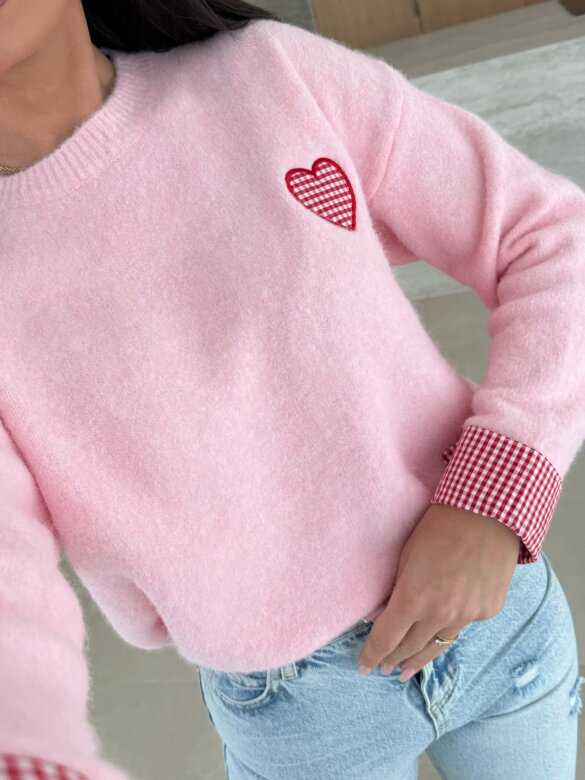 Sweter Little Heart pudrowy 