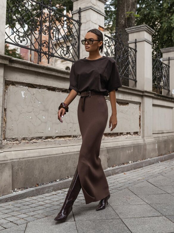 Spódnica Laurita dzianinowa brązowa