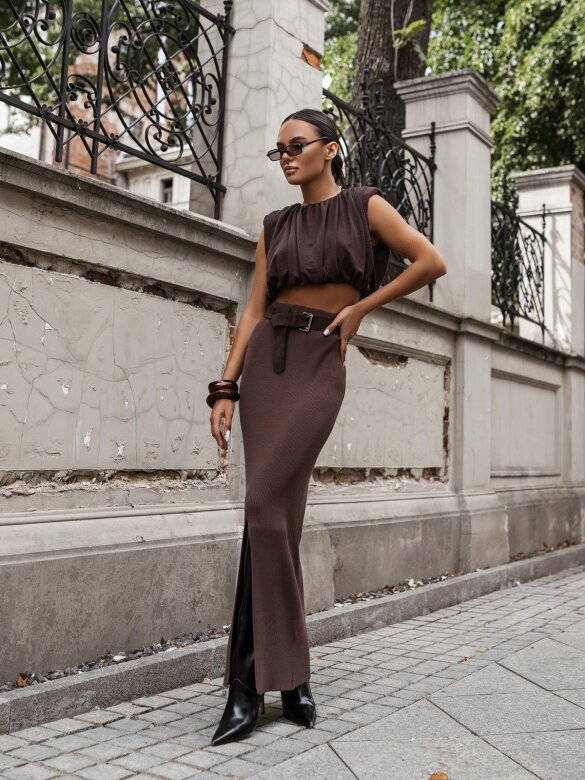 Spódnica Laurita dzianinowa brązowa