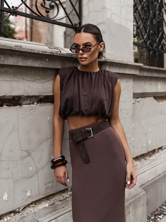 Spódnica Laurita dzianinowa brązowa