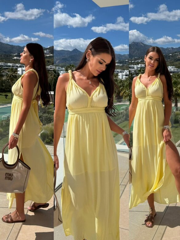 Sukienka Beliana maxi z wiskozy butter yellow 