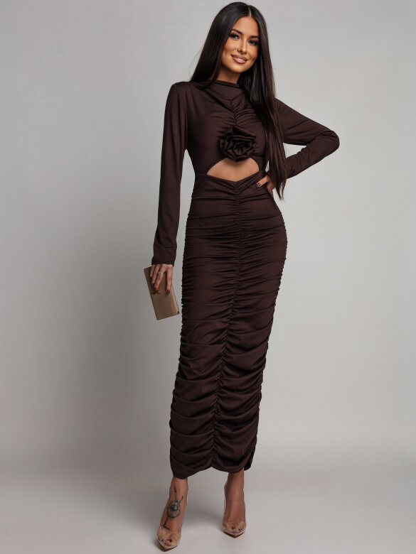 Sukienka Fiorare maxi czekoladowa 