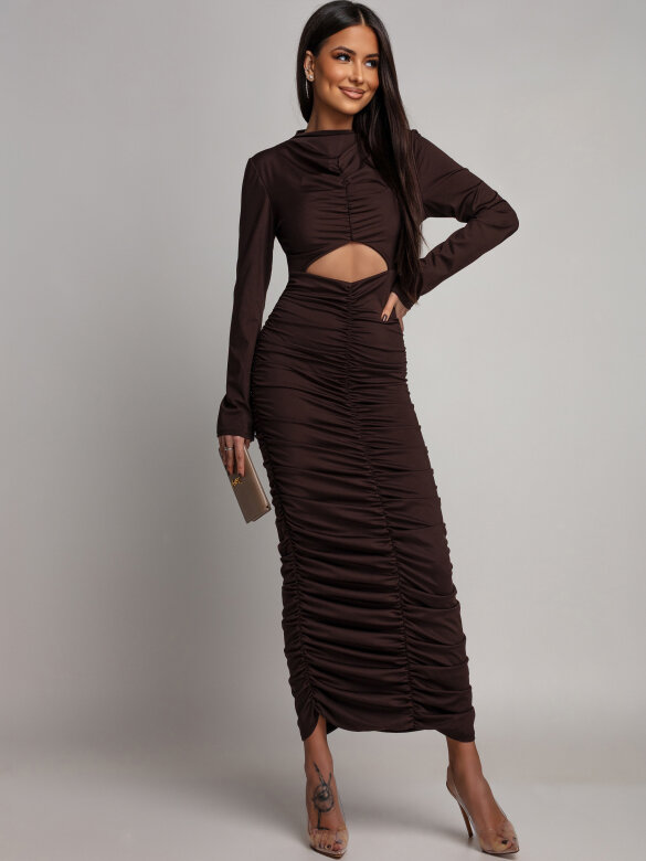 Sukienka Fiorare maxi czekoladowa 