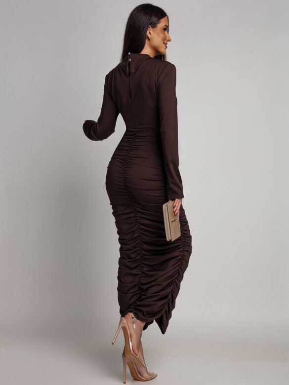 Sukienka Fiorare maxi czekoladowa 