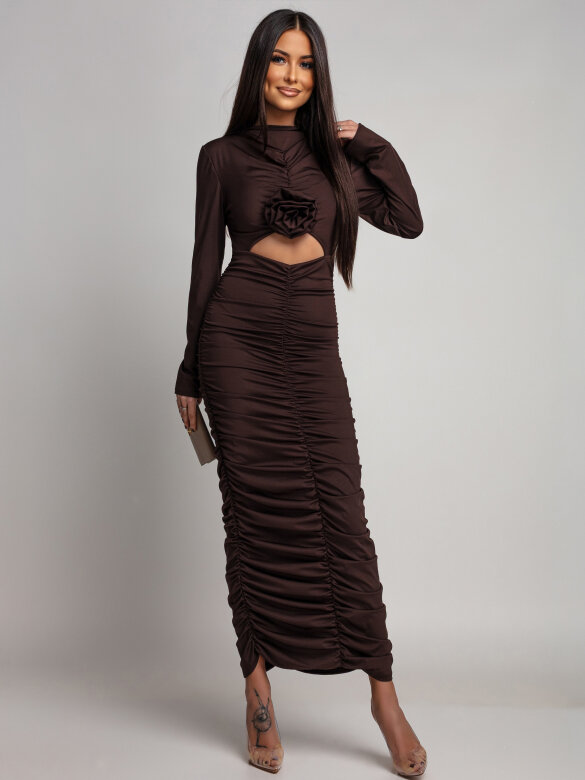 Sukienka Fiorare maxi czekoladowa 