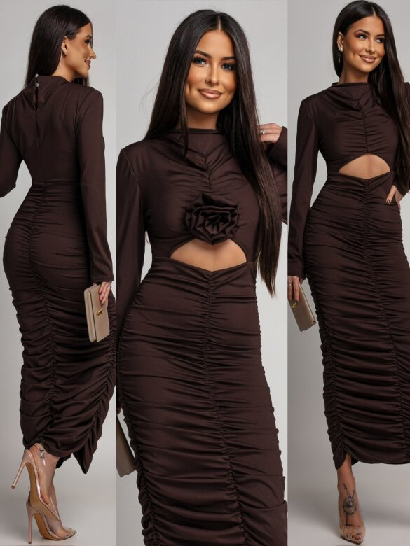 Sukienka Fiorare maxi czekoladowa 