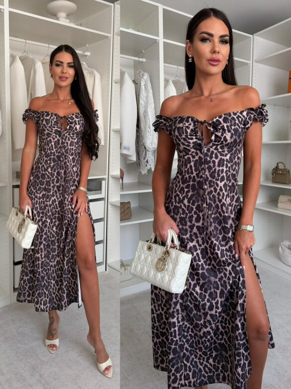 Dress Femme Essence viscose chocolate-beige