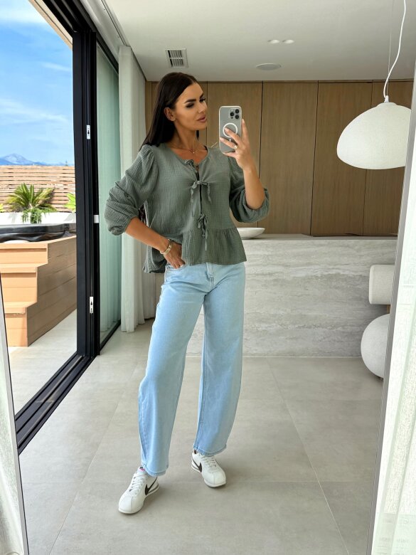 Bluzka Feliciana muślinowa khaki 