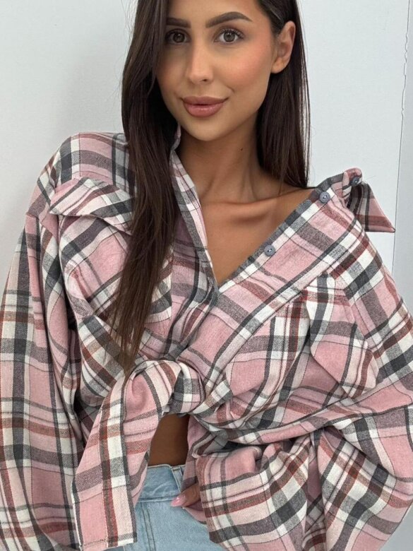 Koszula Purella w kratę pudrowo-szara